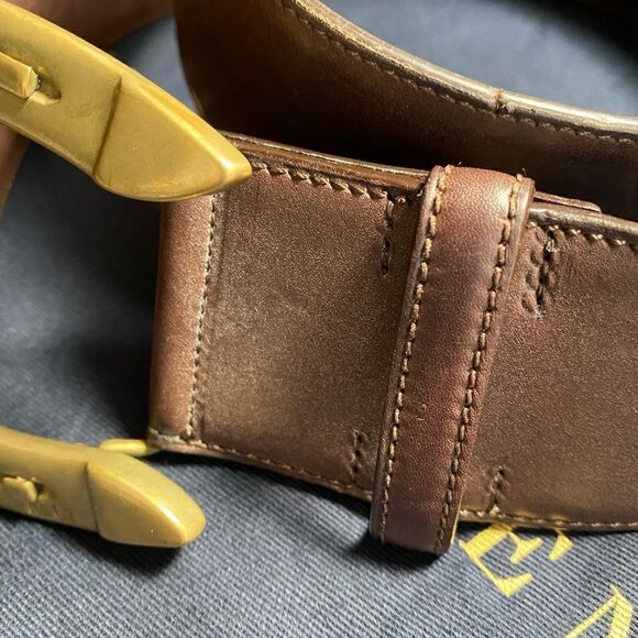 Ralph Lauren * Made in Italy Equestrian Inspired Brown Vachetta Horseshoe Belt - Picture 11 of 16